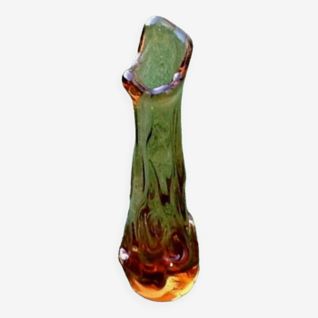 Années 1970   Vase / Soliflore   Verre épais coloré et soufflé à la bouche