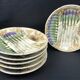 Set of 6 vintage Barbotine asparagus plates