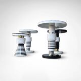 Hand crafted side tables of ceramic and marble in memphis style by casalto