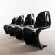 Set of 4 Panton Chairs in black, Verner Panton for Herman Miller 1971