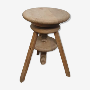 Vintage screw stool - Natural wood stool