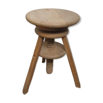 Vintage screw stool - Natural wood stool