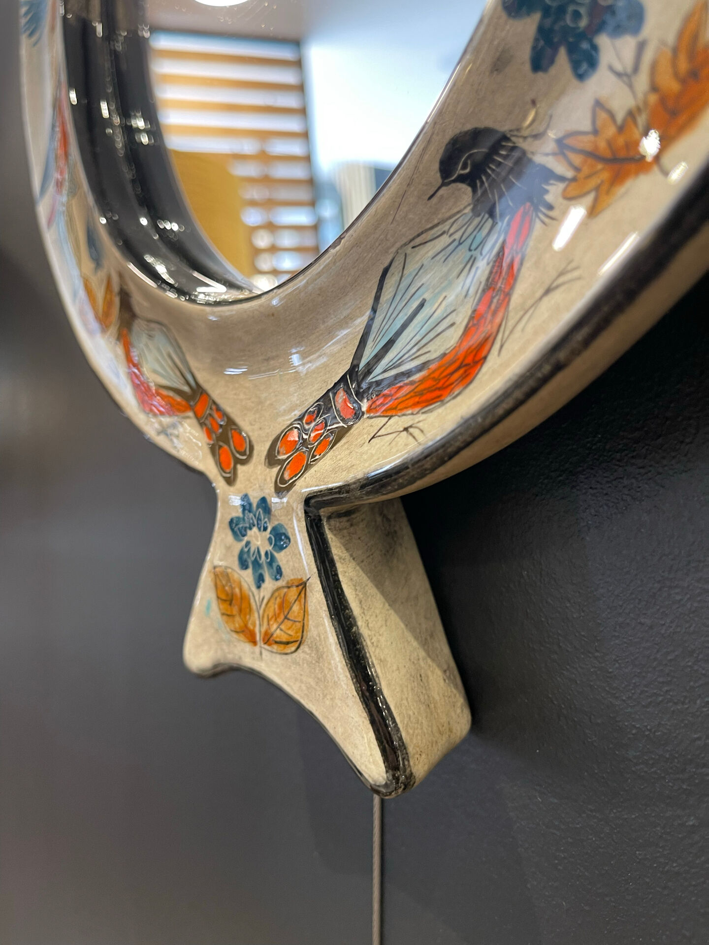 Ceramic mirror by Jean de Lespinasse 1960