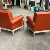 Pair of neoclassical bergère armchairs by Maison Jansen circa 1950.