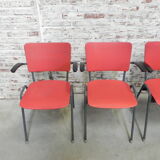 4 vintage dining table chairs with armrests