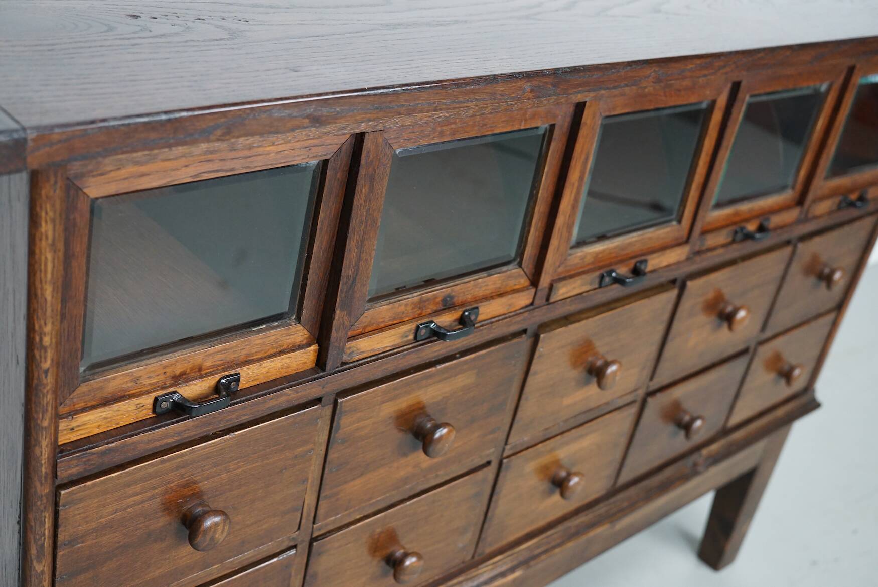 Antique German Oak Haberdashery Shop Cabinet, 1920/30s