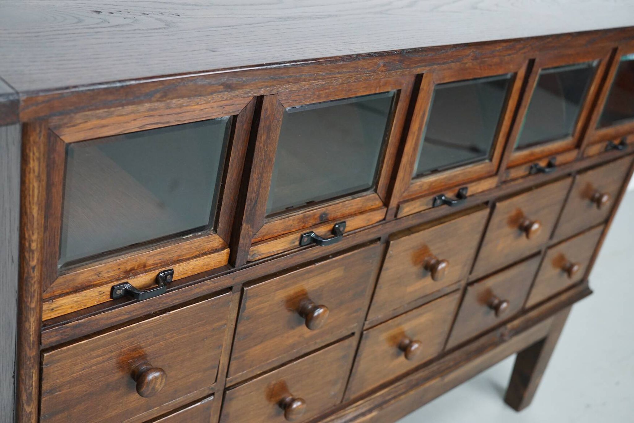 Antique German Oak Haberdashery Shop Cabinet, 1920/30s