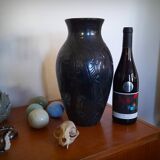 Art Deco vase with foliage, XL size, Accolay, France, 1950s