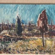 Huile sur toile originale suédoise – « Paysage » par Arvid Herbert