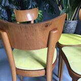 6 yellow and wood Thonet chairs