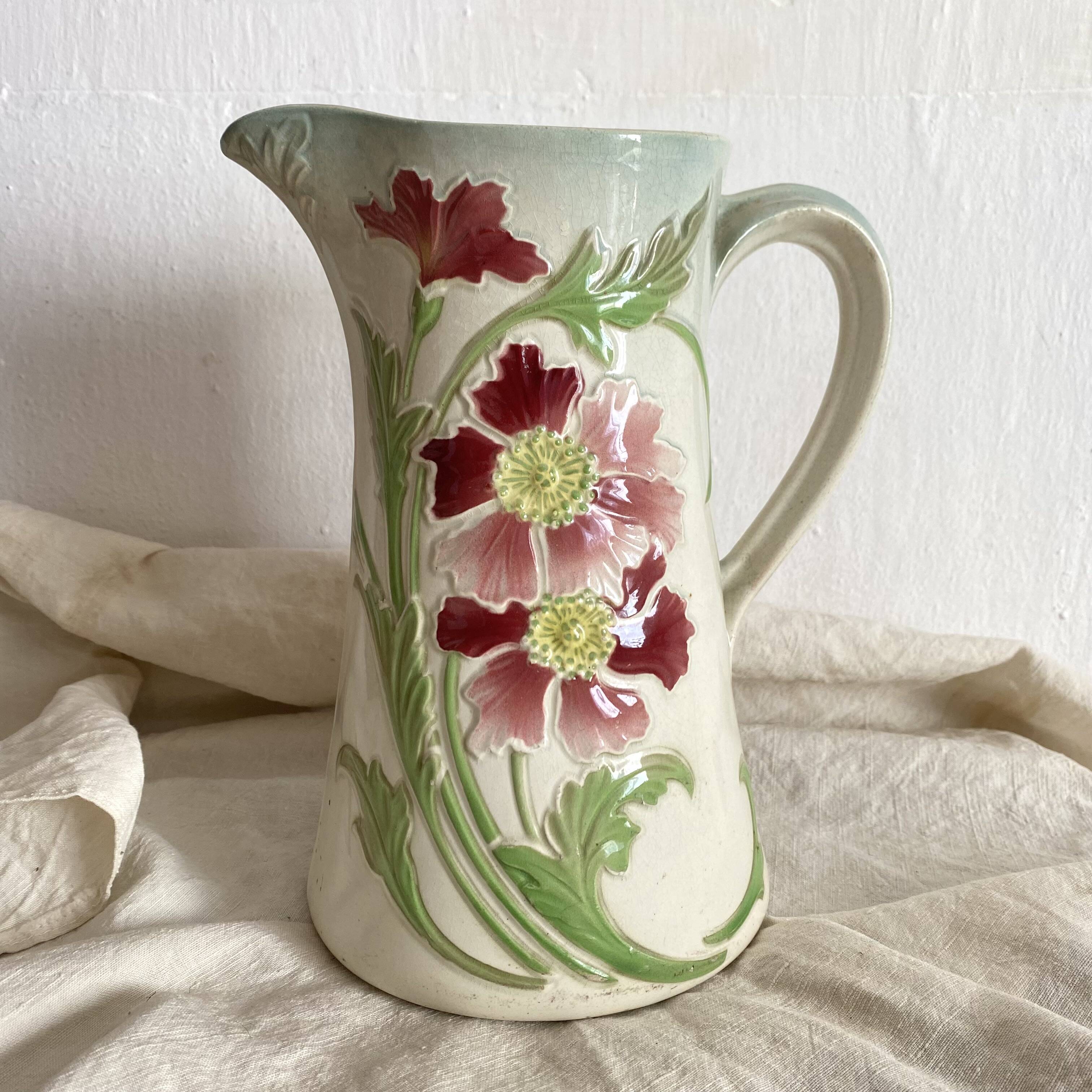 Antique pitcher in St Clément art nouveau slip
