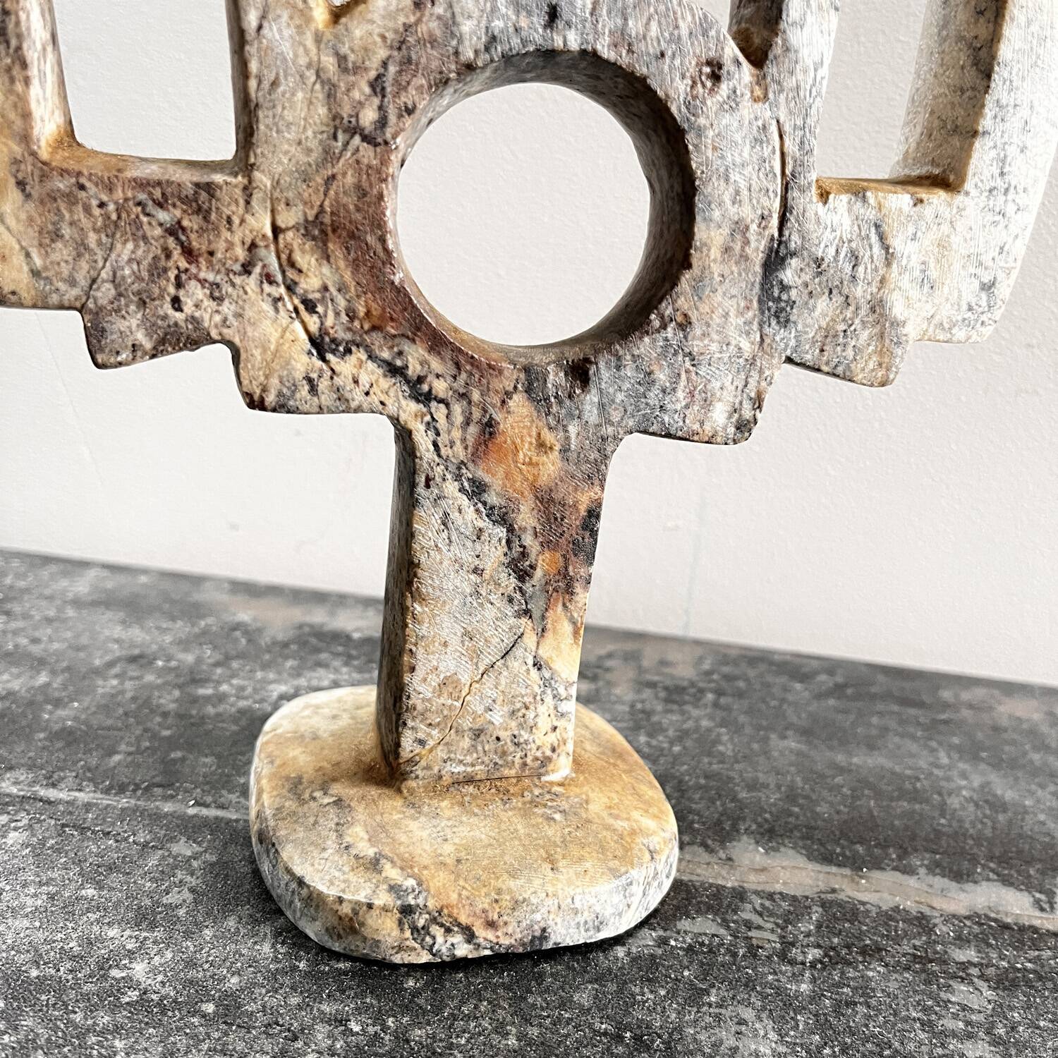 Brutalist stone candlestick