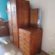 English asymmetrical chest of drawers - Art Deco - Mirror - 2 doors - 5 drawers - Mesh blond oak