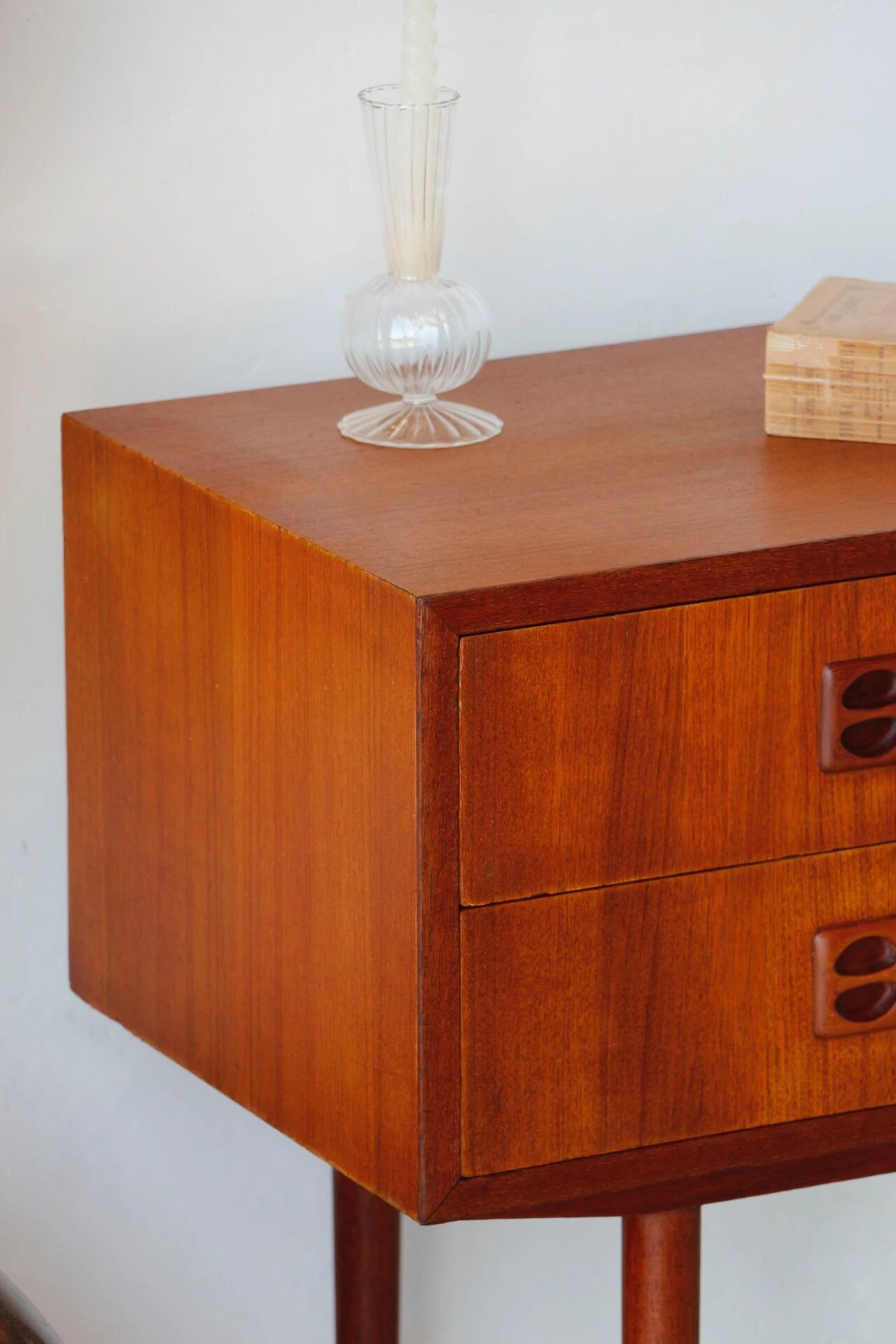 Small Scandinavian teak chest of drawers from the 1960s.