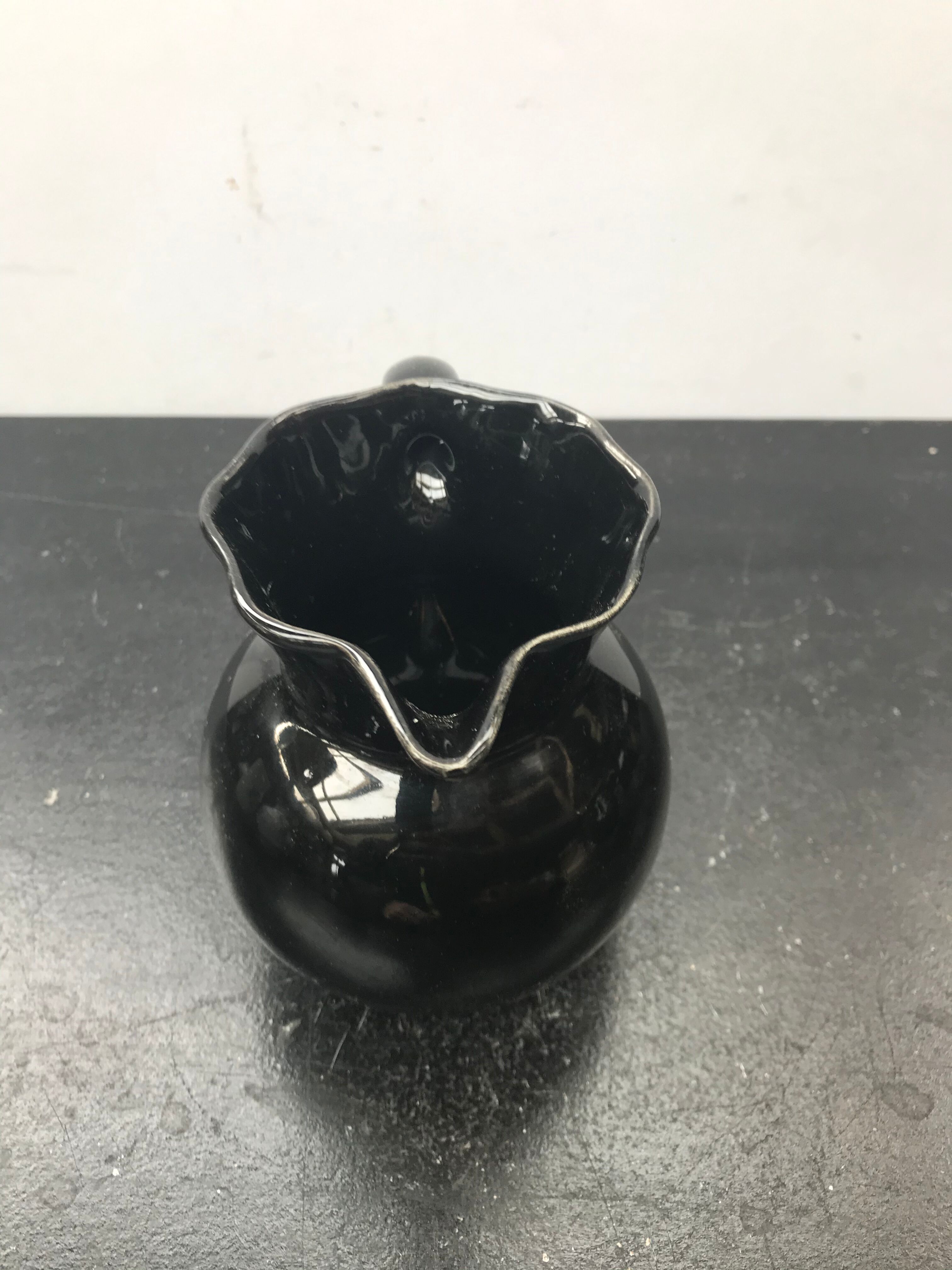 Former black ceramics pitcher vintage 70s