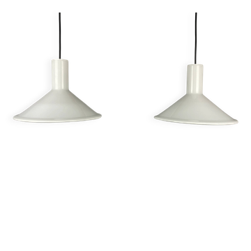 Pair of Danish pendants model P & T by Michael Bang for Holmegaard 1972