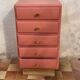 Restored vintage chest of drawers – 1960 – Terracotta & brass – unique piece