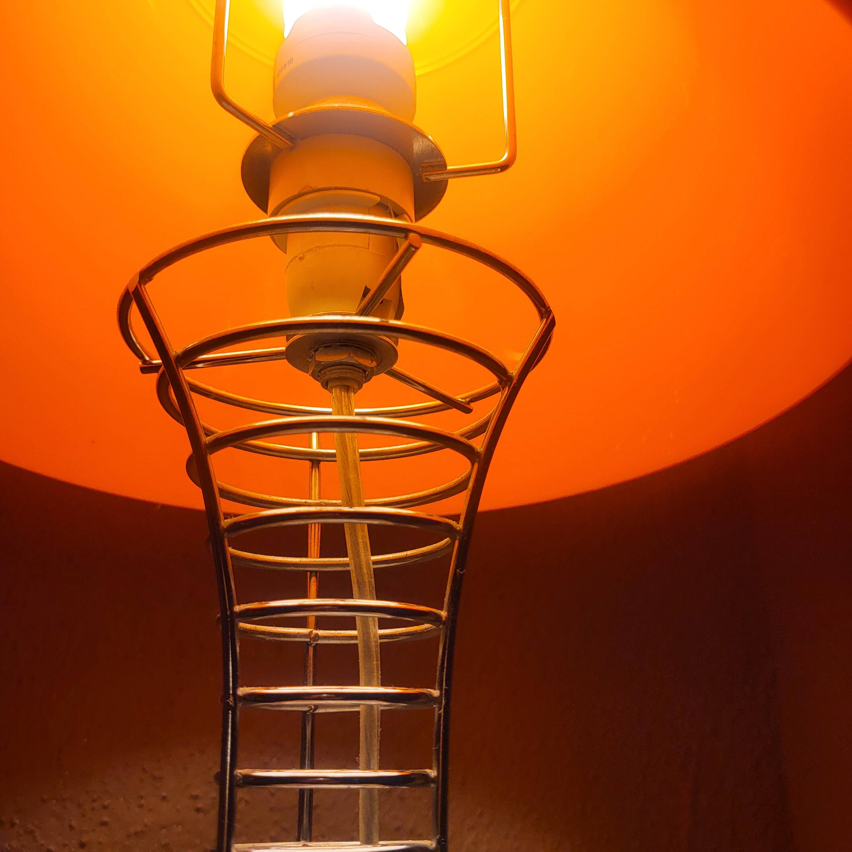 Lampe champignon orange et chrome,style Verner Panton,1970,80