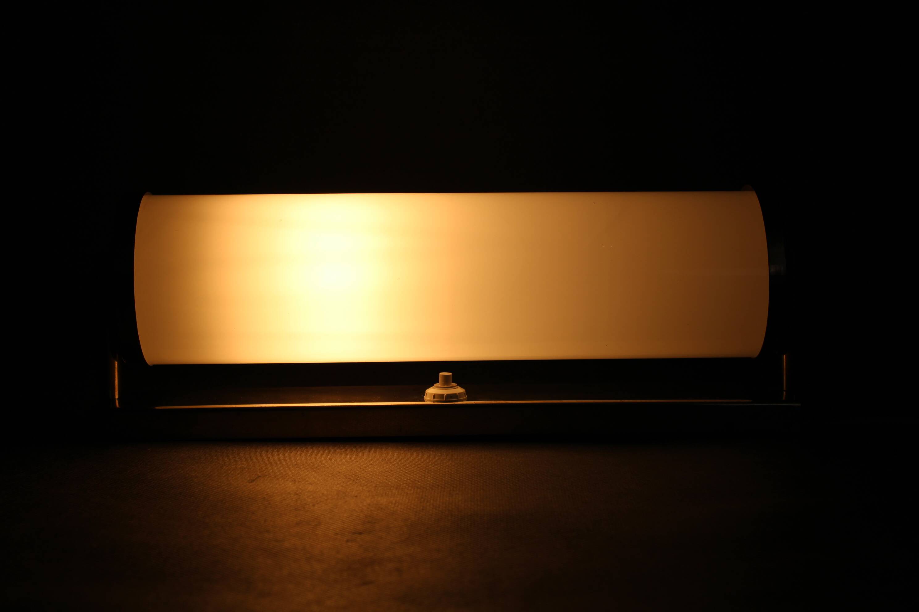 1930s Bauhaus tubular wall light, chrome & creamy glass, Czechoslovakia