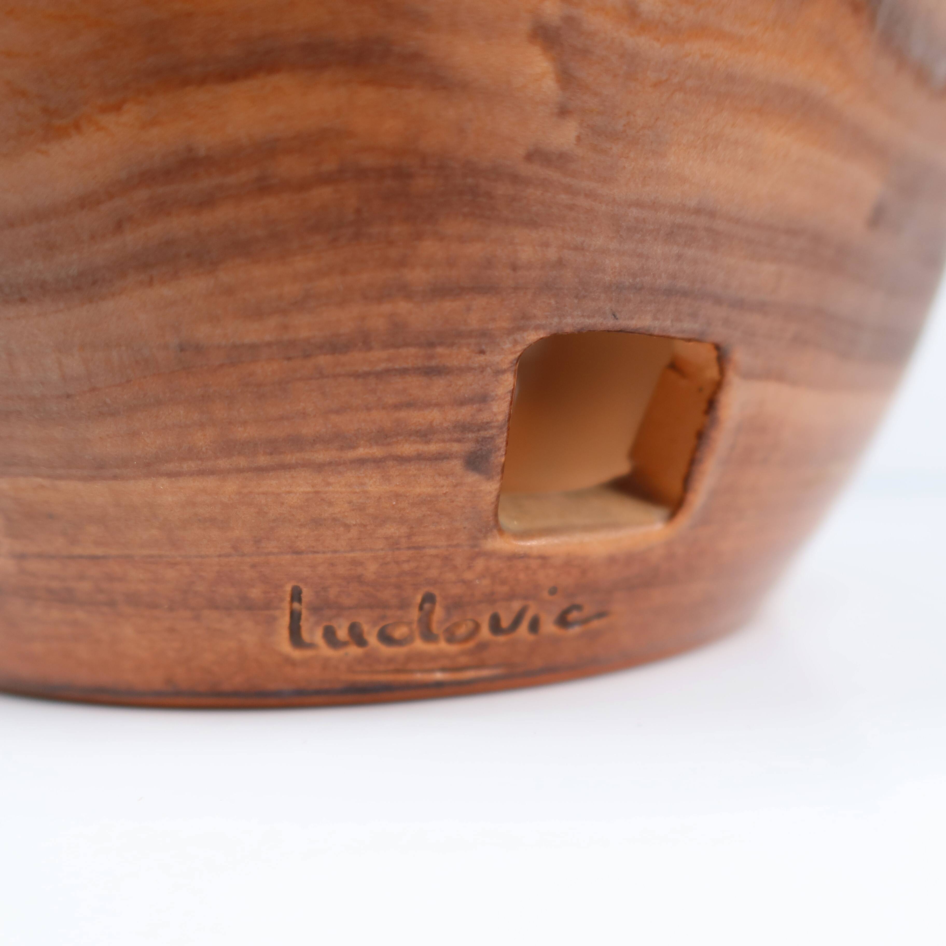 Suspension ou abat‑jour en céramique artisanale signée Ludovic