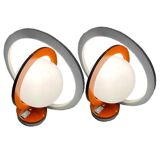 Pair of Vintage Table Lamps • Saturn • Steel and Glass • Space Age • 1960