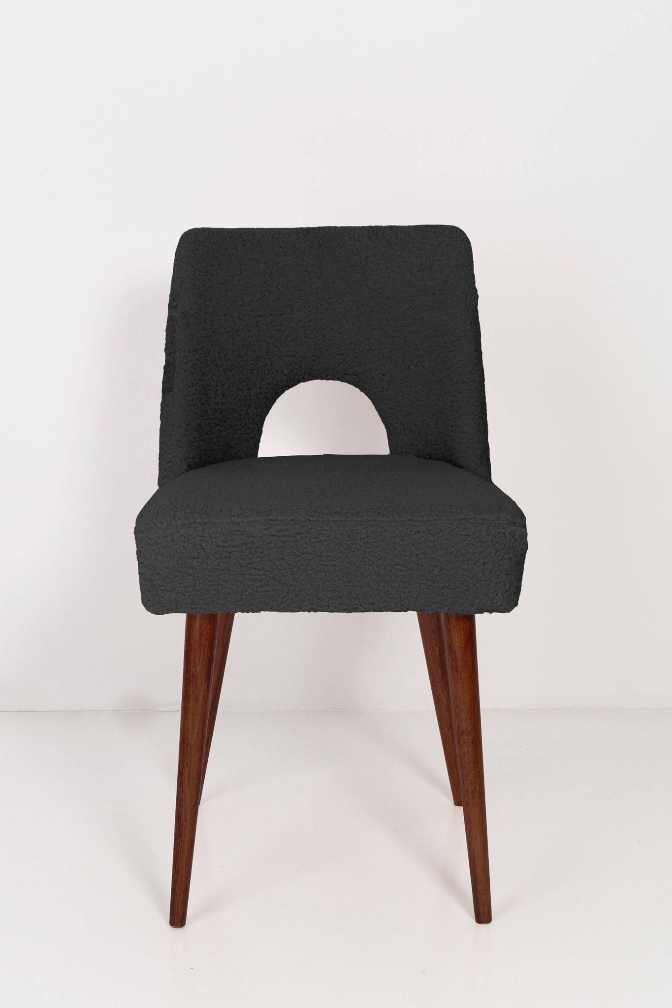 Chaise 'Shell' en bouclé gris foncé, années 1960