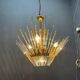 Murano Glass Rod Brass Chandelier, Italy, 1970s