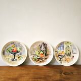 3 vintage hand-painted plates