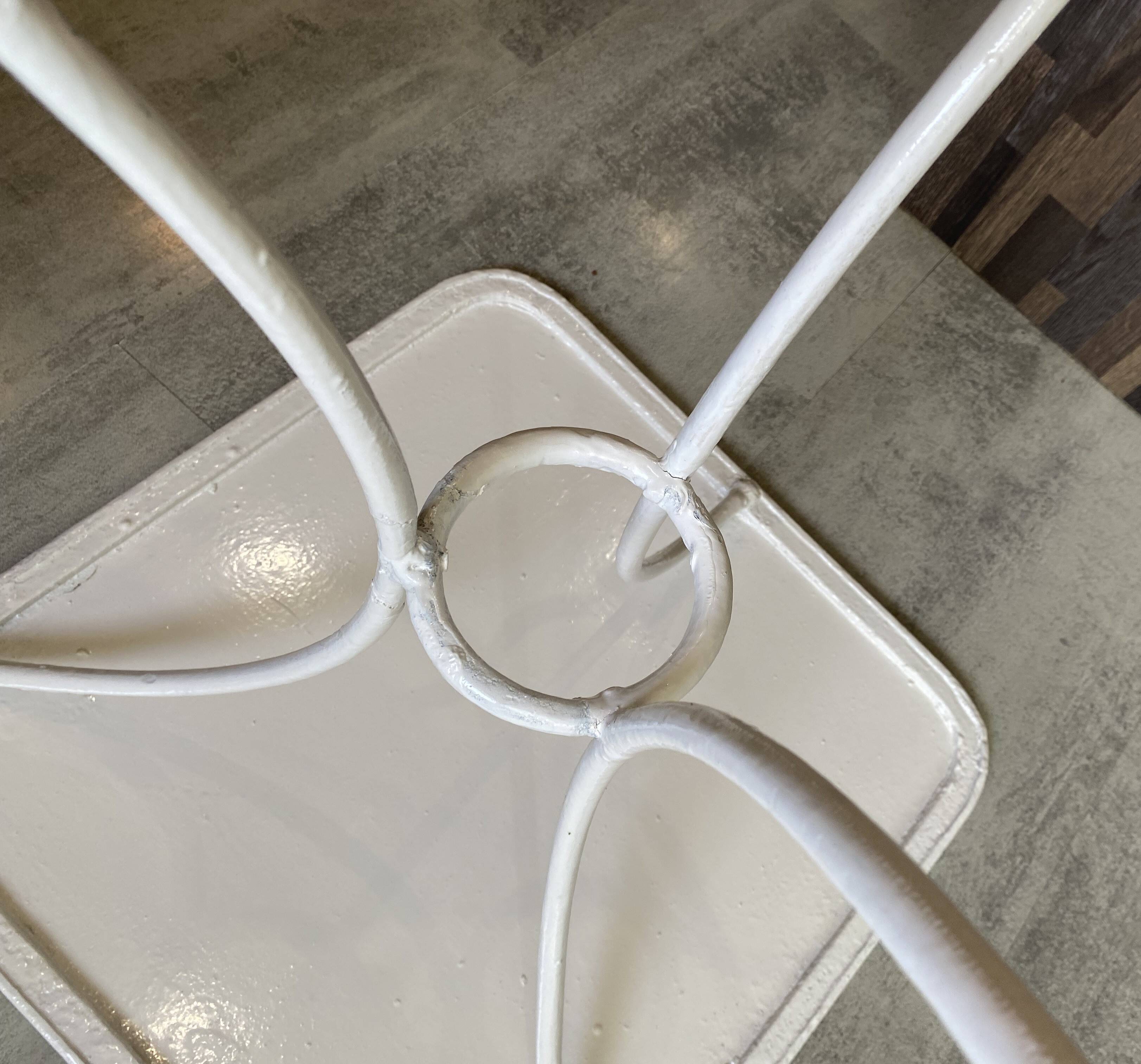 White square bistro table for bar café terrace garden metal 1950 white