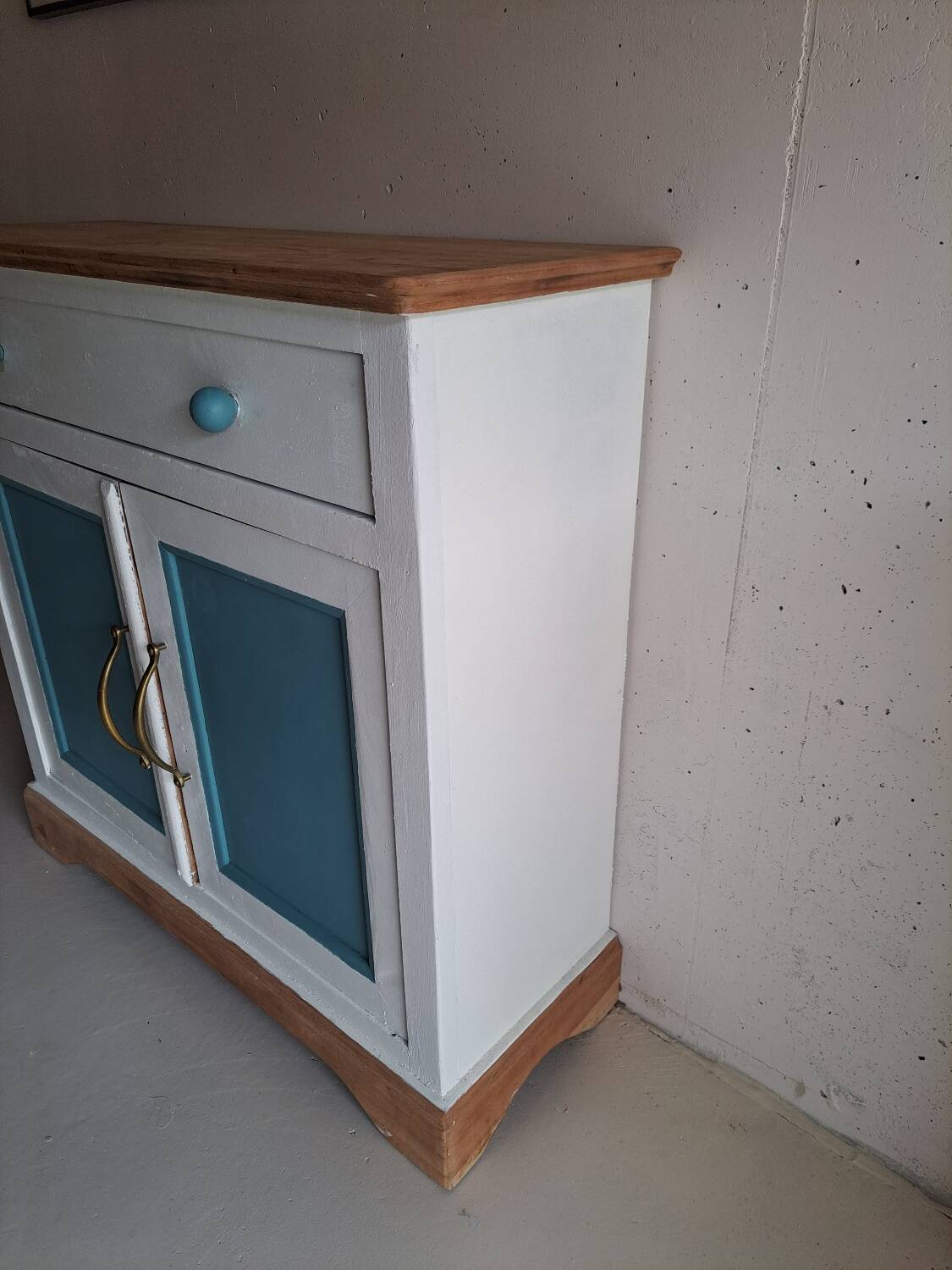 Small old sideboard painted blue and white