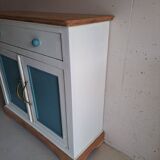 Small old sideboard painted blue and white
