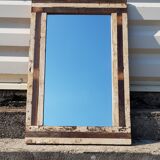 Rectangular mirror in polychrome wood