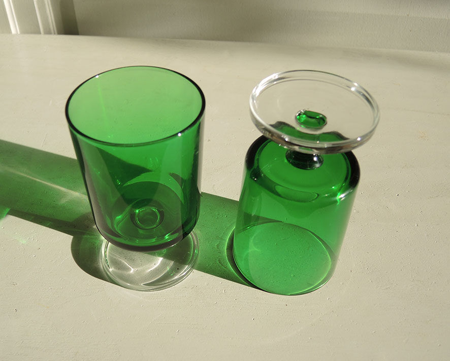 6 old digestive glasses luminarc dark green h7 cm