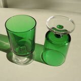 6 anciens verres à digestif luminarc vert foncé h7 cm
