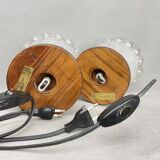 Paire de lampes de table portugaises en bois du milieu du siècle