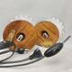 Pair Portuguese mid century wooden  table lamps