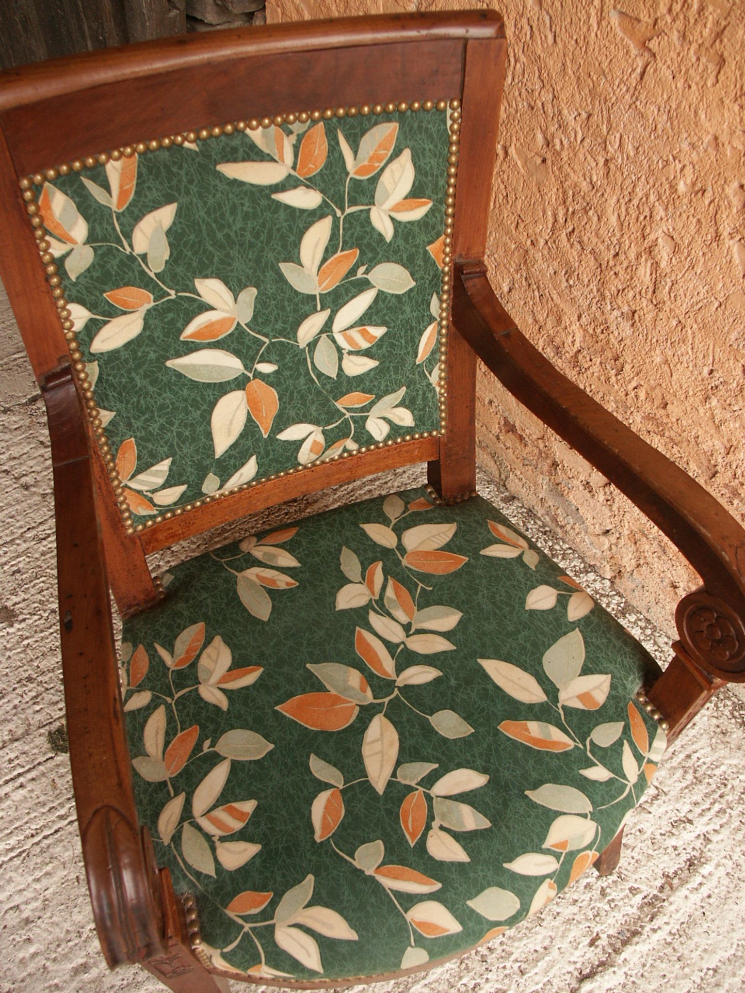 Fauteuil bois, tissu