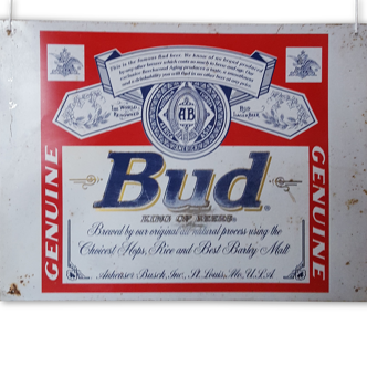 Plaque émaillé vintage bière Bud