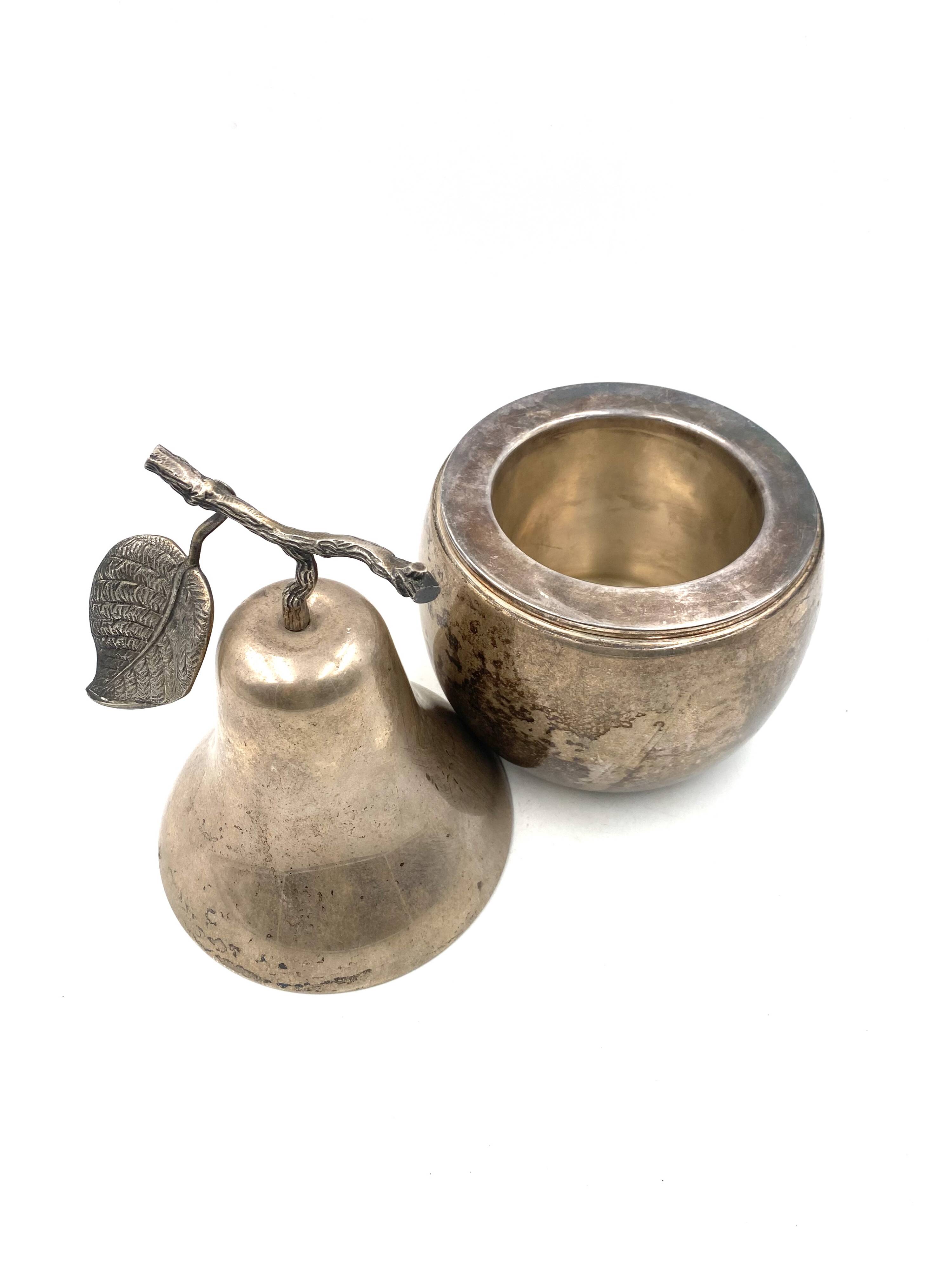 Modern silver-plated Pear wine cooler / ice bucket, Teghini Firenze Italy 1970s