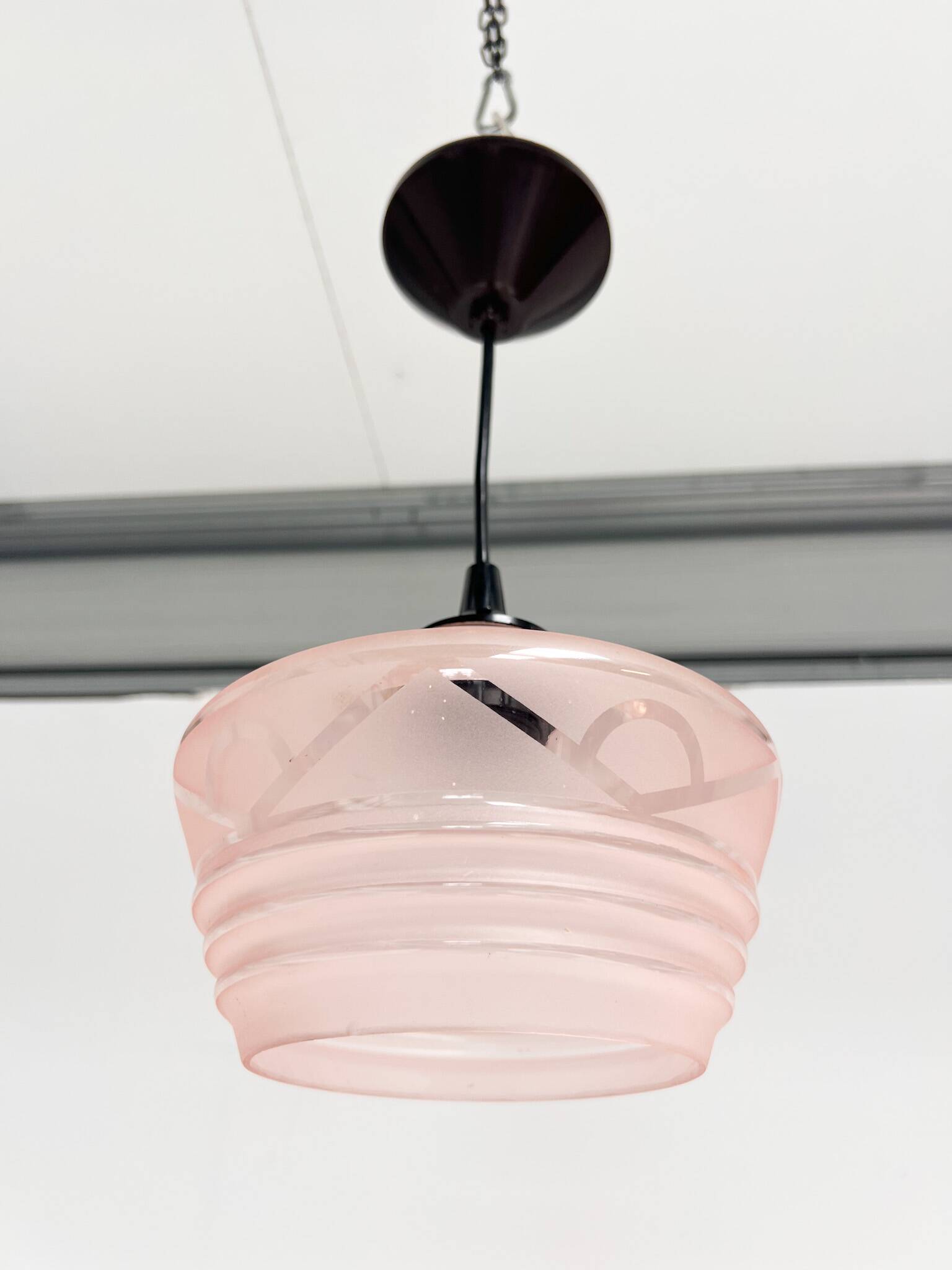 Pink glass ceiling lamp (per piece), 1960s