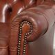 Cognac-coloured cow leather Chesterfield armchair in English style