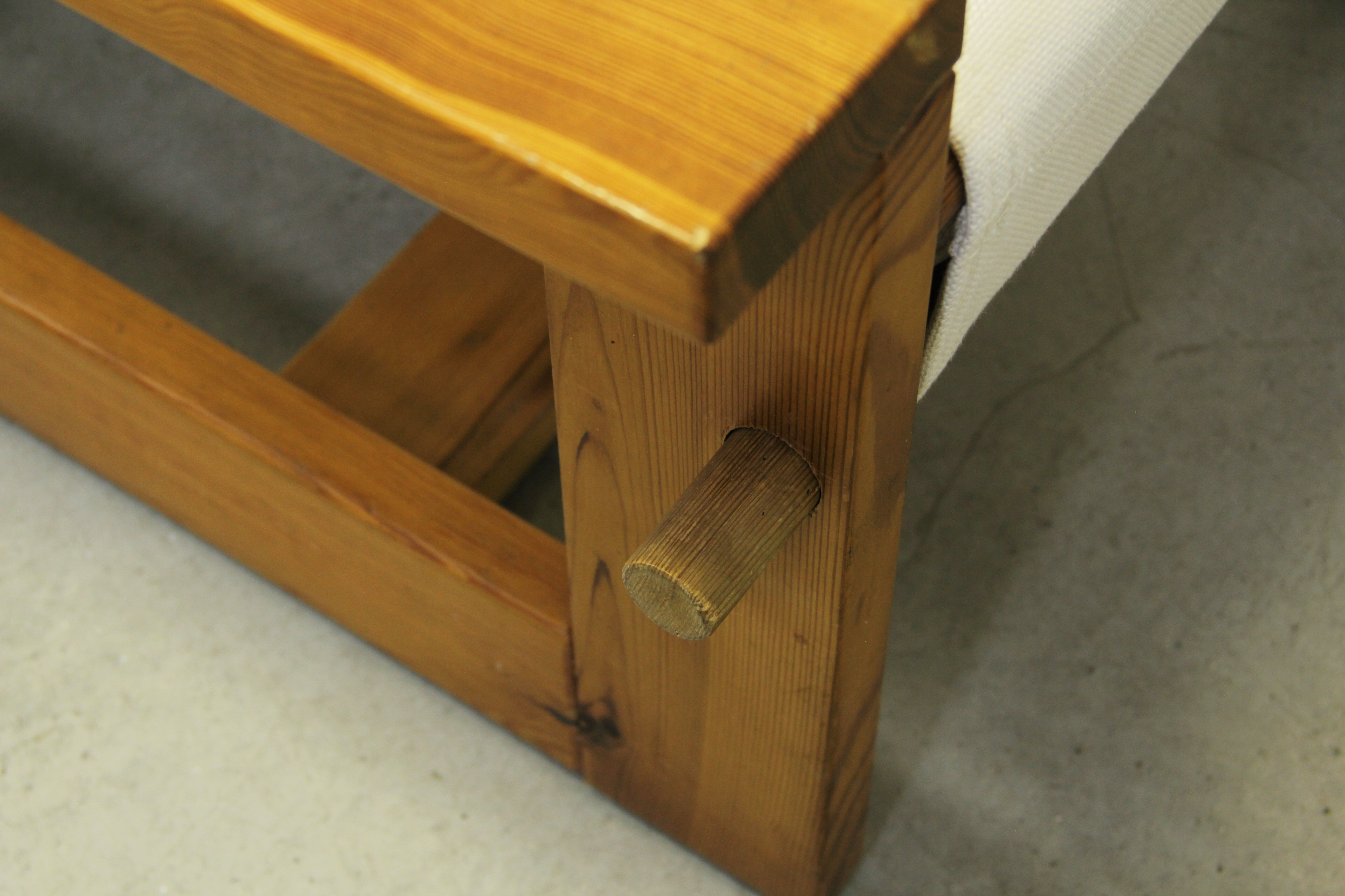 Italian brutalist pine sling chair