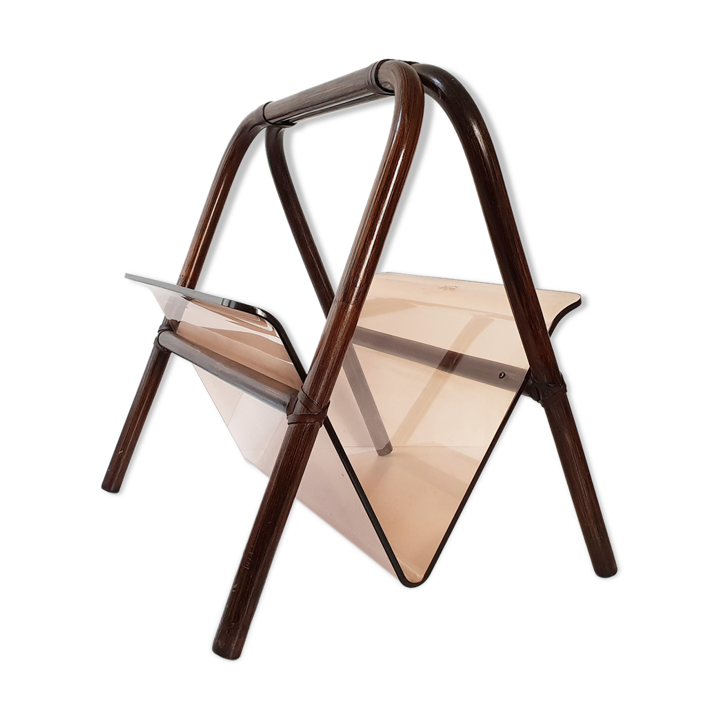 Vintage bamboo and Plexiglas 1970 magazine holders