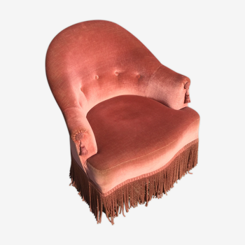 Fauteuil velours rose