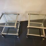 Pair of chrome-plated brass sofa ends