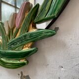 Oval ceramic mirror with flowers