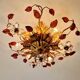 Floral ceiling light in gilded metal and crystal, Banci Firenze (Italy), 1970.