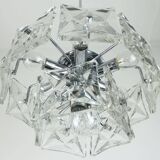 elegant 2-tier kinkeldey mid century PENDANT LIGHT crystal glass and chrome