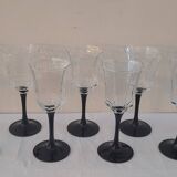 Set of 9 80's stemmed glasses