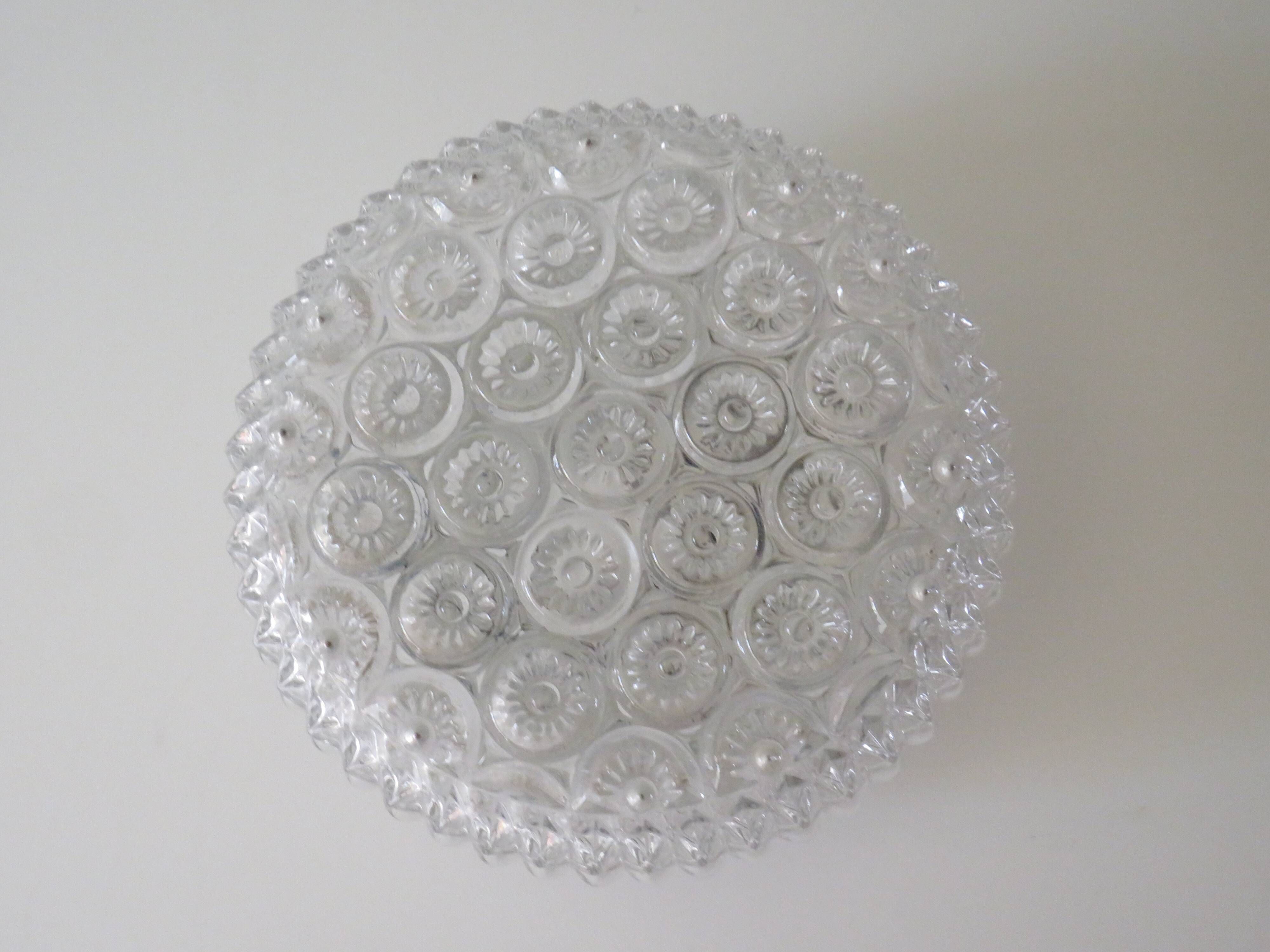 Vintage glass wall lamp with floral motif, Belgium 1960-1970